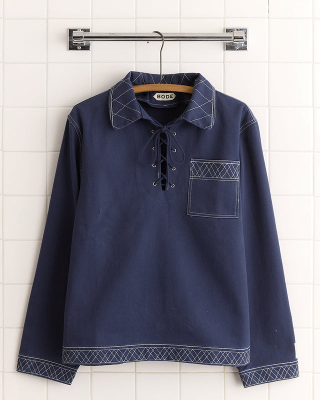 Embroidered Knolly Brook Pullover - Indigo