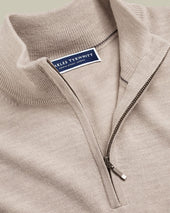 England Rugby Pure Merino Quarter Zip Sweater Limestone