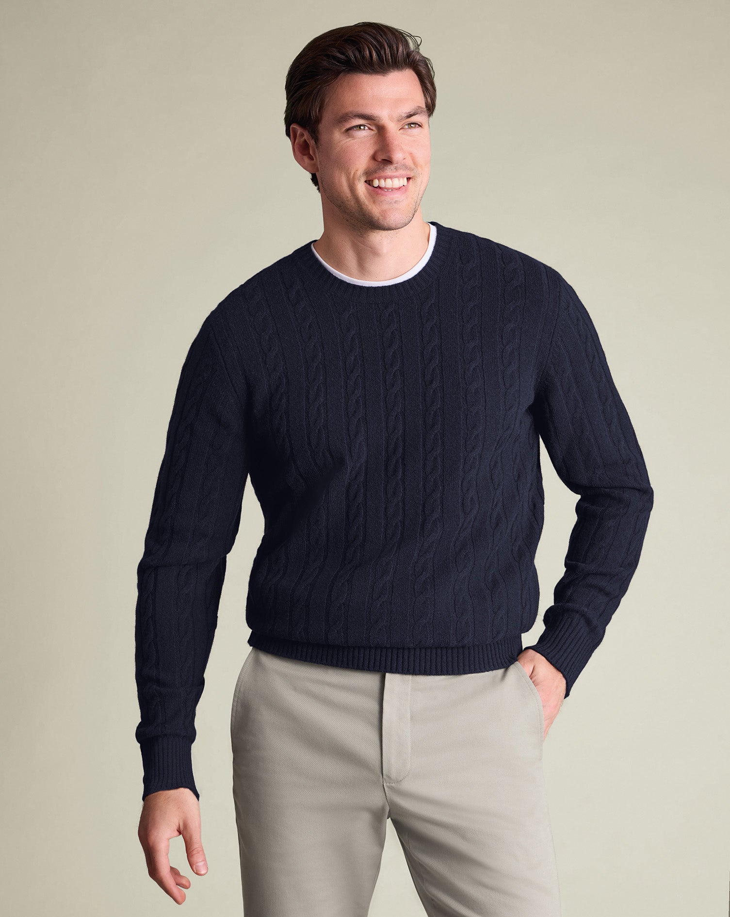 Cable Merino Crew Neck Jumper