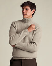 Pure Merino Chunky Roll Neck Jumper - Oatmeal