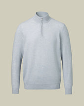 Pure Cashmere Quarter Zip Sweater Ice