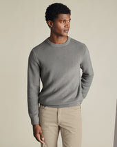 Cotton Rib Crew Neck Jumper - Grey