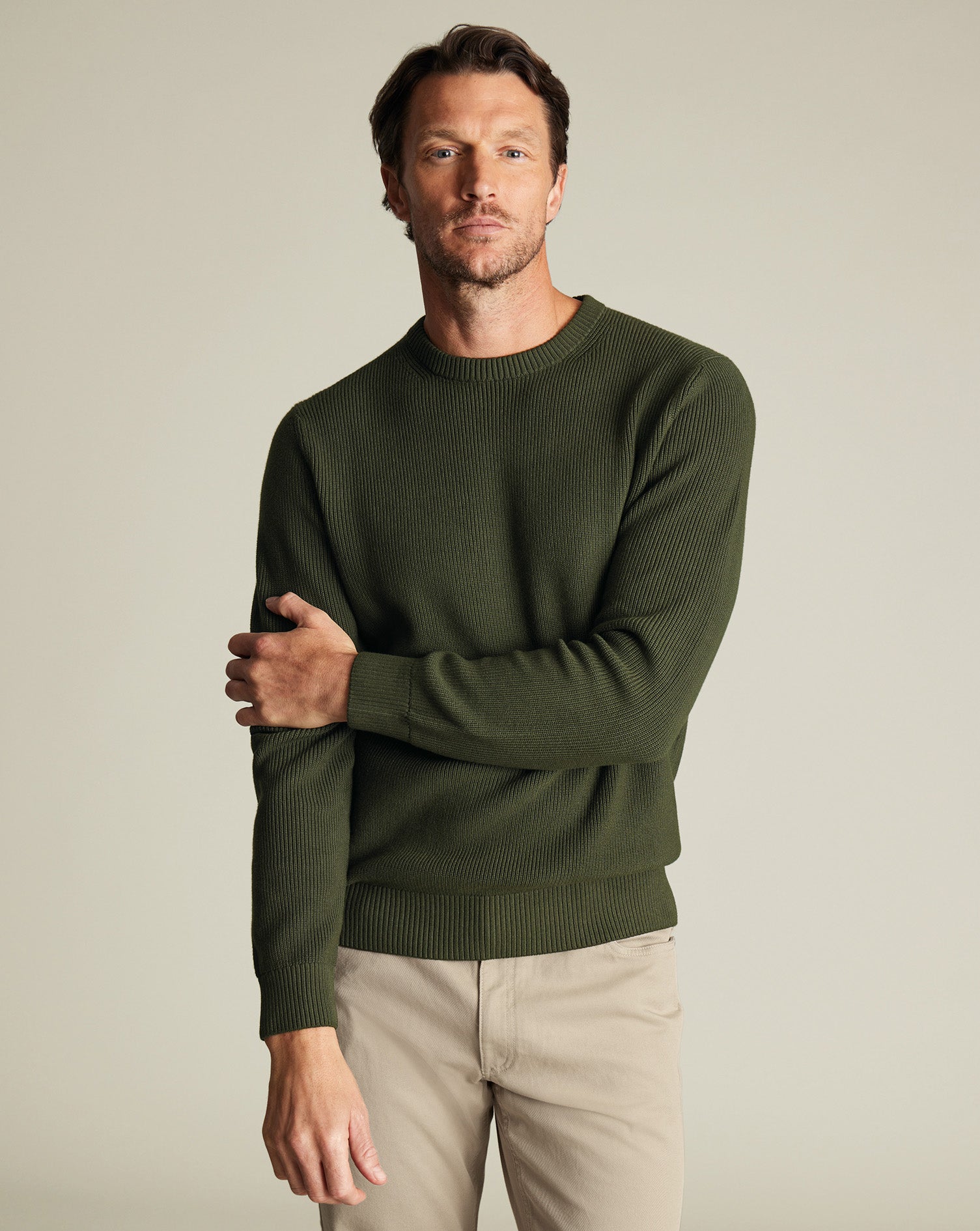 Cotton Rib Crew Neck Sweater