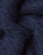 Cotton Cable Knitted Polo Blue