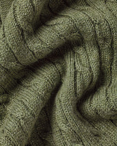 Cotton Cable Knitted Polo Green
