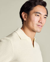 Cotton Texture Trophy Neck Knitted Polo
