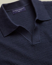 Cotton Texture Trophy Neck Knitted Polo
