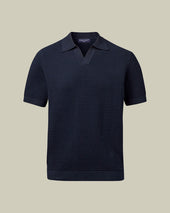 Cotton Texture Trophy Neck Knitted Polo