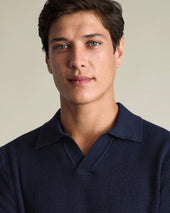 Cotton Texture Trophy Neck Knitted Polo