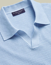 Cotton Texture Trophy Neck Knitted Polo
