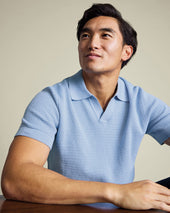 Cotton Texture Trophy Neck Knitted Polo