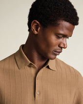 Cotton Stripe Texture Knitted Polo