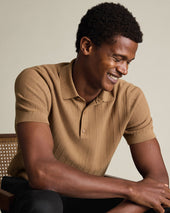 Cotton Stripe Texture Knitted Polo