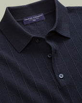 Cotton Stripe Texture Knitted Polo