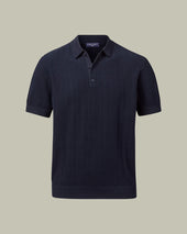 Cotton Stripe Texture Knitted Polo