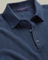 Cotton Stripe Texture Knitted Polo