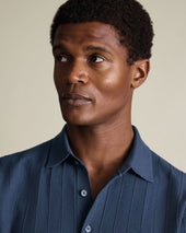 Cotton Stripe Texture Knitted Polo