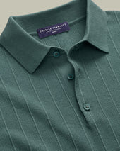 Cotton Stripe Texture Knitted Polo