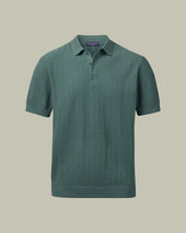 Cotton Stripe Texture Knitted Polo
