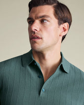 Cotton Stripe Texture Knitted Polo