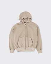 Fine Sweat Zip Hoodie, Beige Khaki Pigment