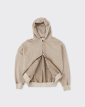 Fine Sweat Zip Hoodie Beige Khaki Pigment