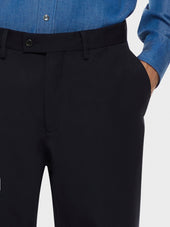Pantalone In Lana E Tessuto Tecnico Blu