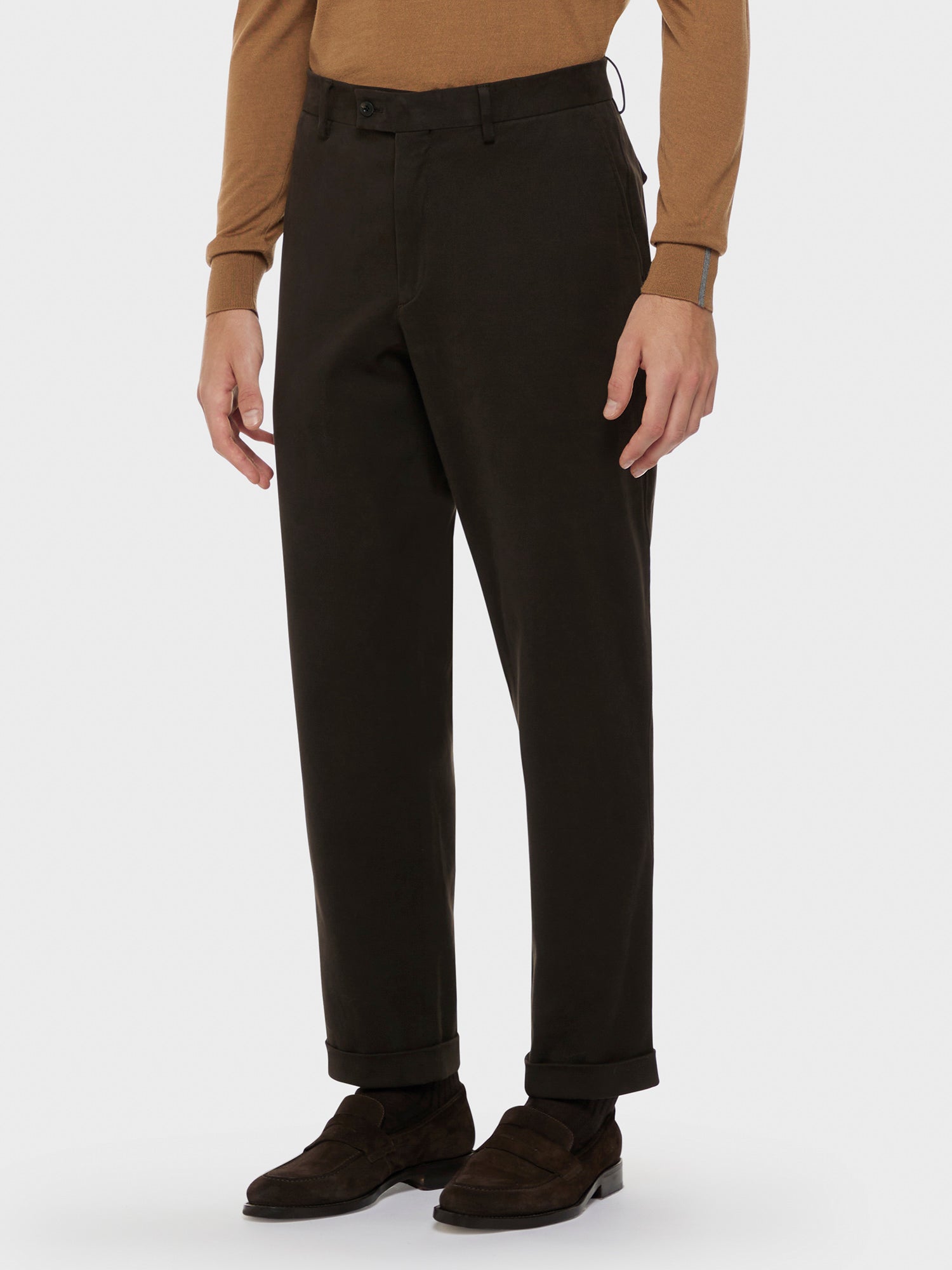 Pantalone In Cotone Stretch Marrone
