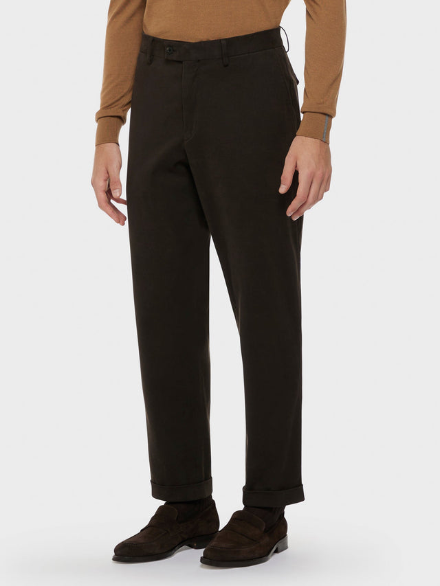 Pantalone in cotone stretch marrone