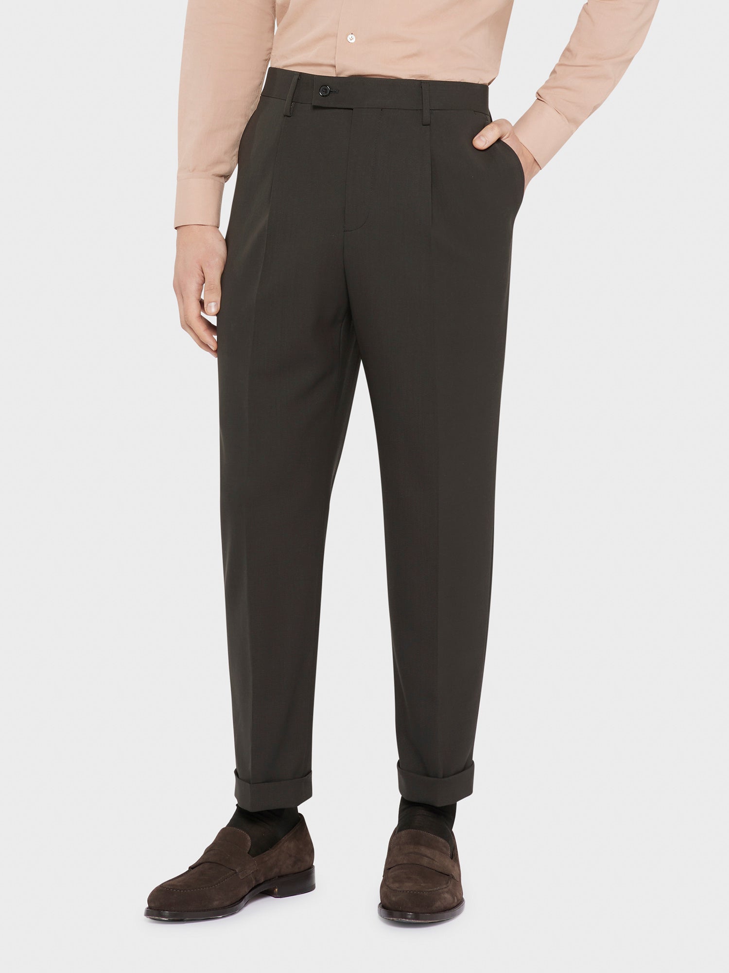 Pantalone In Tropical Di Lana Carbone Houdini