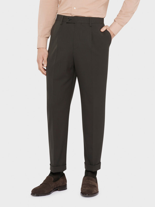 Pantalone in tropical di lana carbone "Houdini"