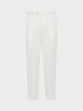 Pantalone In Cotone Lino Seta Bianco