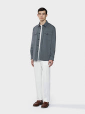Pantalone In Cotone Lino Seta Bianco