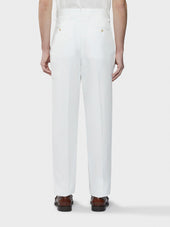 Pantalone In Cotone Lino Seta Bianco