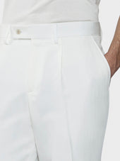 Pantalone In Cotone Lino Seta Bianco