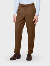 Pantalone lana e tessuto tecnico marrone