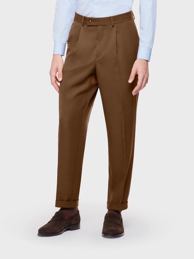 Pantalone lana e tessuto tecnico marrone