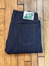 Smokestack 17 oz Awa Shoai natural hank dyed Indigo/Kakishibu weft Tokushima slub jeans