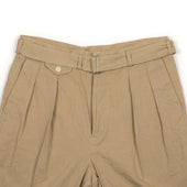 Belted Riviera Trousers In Beige Cotton And Linen Denim