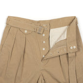 Belted Riviera Trousers In Beige Cotton And Linen Denim