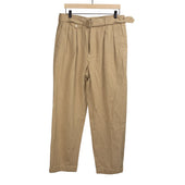 Belted Riviera trousers in beige cotton and linen denim