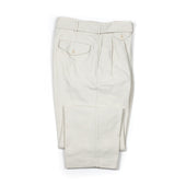 Belted Riviera trousers in ecru washed cotton satin