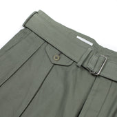 Belted Riviera Trousers In Green Washed Cotton Satin