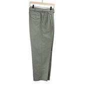 Belted Riviera Trousers In Green Washed Cotton Satin