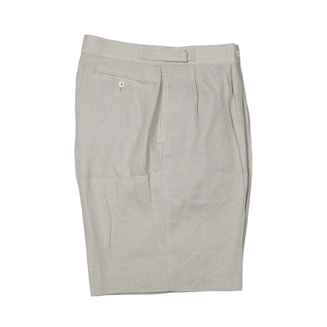 Gurkha shorts in ash grey linen and silk mesh