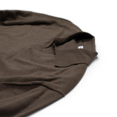 Long Sleeve Knit Skipper Shirt In Mocha Brown Supima Cotton