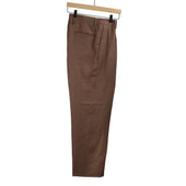 Shoecut Slacks In Mocha Brown Linen And Silk Mesh