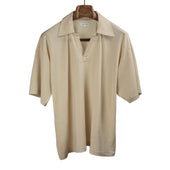 Skipper shirt in almond washable merino wool jersey