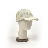 Baseball cap in cream handloomed embroidered cotton