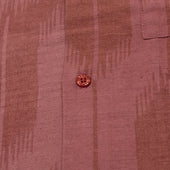 Rohit Camp Shirt In Coral Red Ikat Hand Loomed Cotton